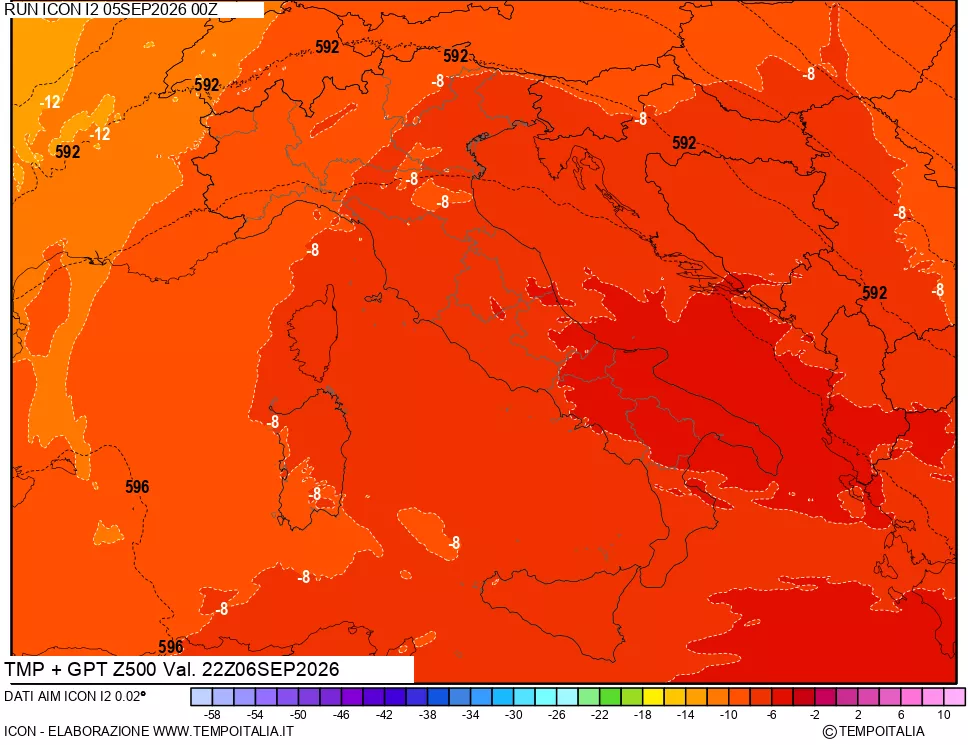mappa 500 hPa Temp + GPT