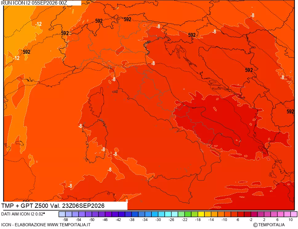mappa 500 hPa Temp + GPT