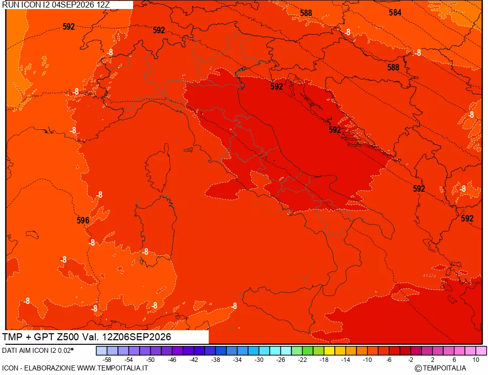 mappa 500 hPa Temp + GPT