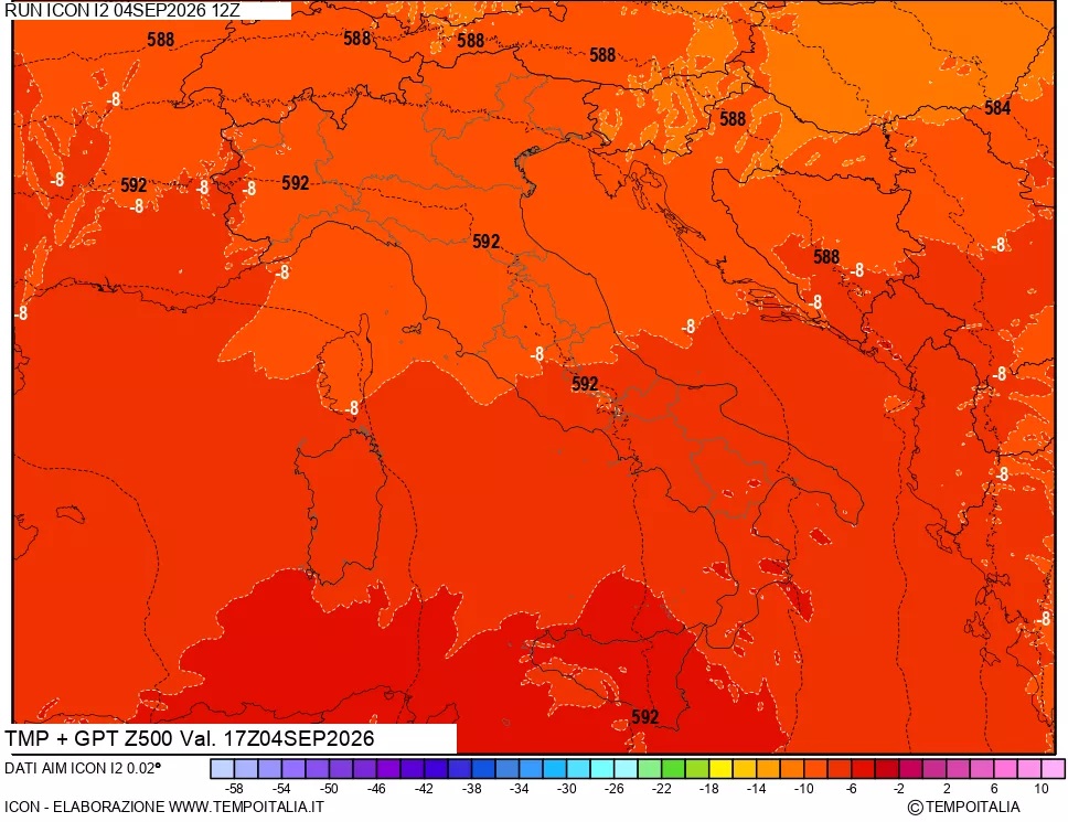 mappa 500 hPa Temp + GPT