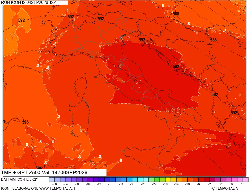 mappa 500 hPa Temp + GPT