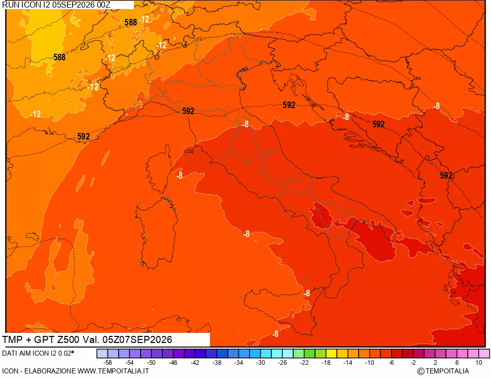 mappa 500 hPa Temp + GPT
