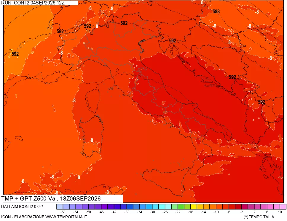 mappa 500 hPa Temp + GPT