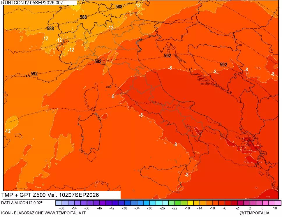 mappa 500 hPa Temp + GPT