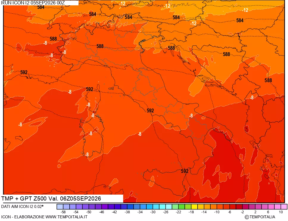 mappa 500 hPa Temp + GPT