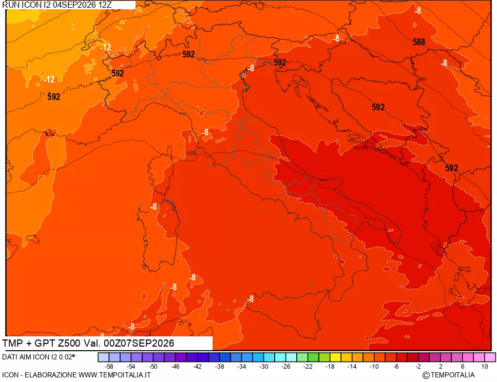 mappa 500 hPa Temp + GPT