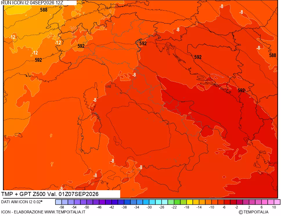 mappa 500 hPa Temp + GPT