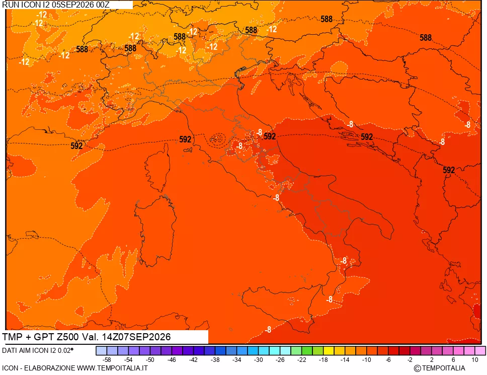 mappa 500 hPa Temp + GPT