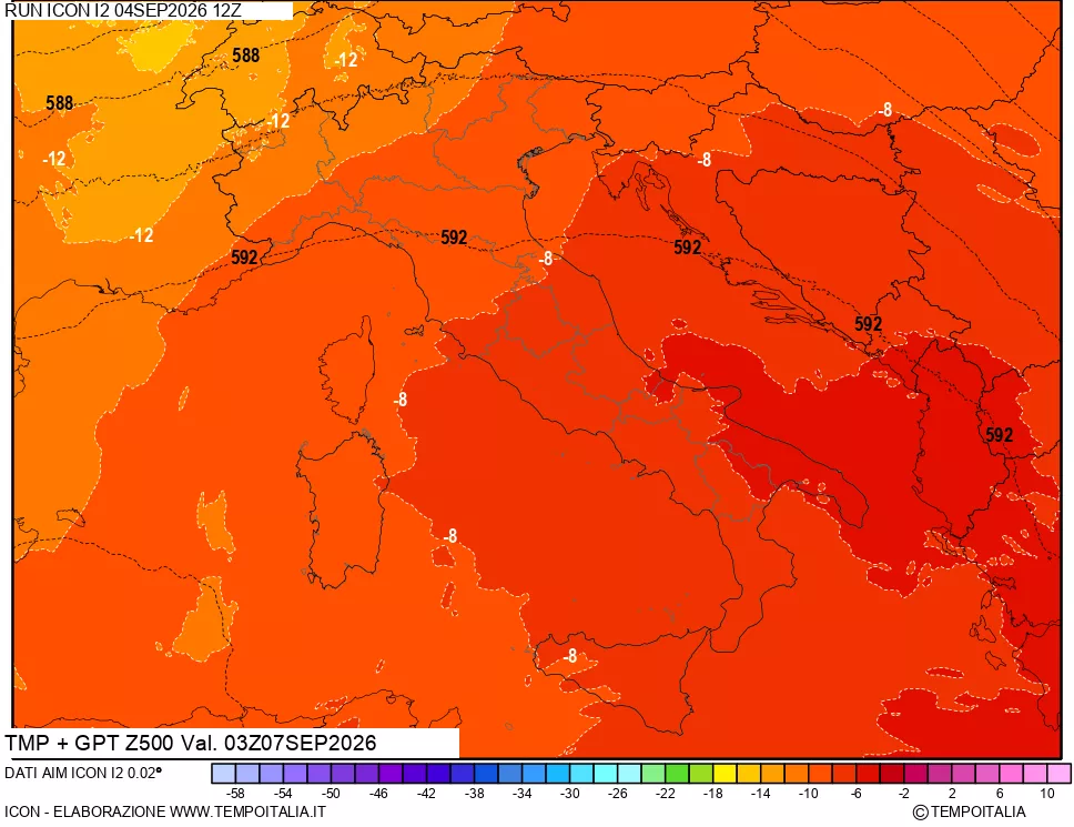 mappa 500 hPa Temp + GPT