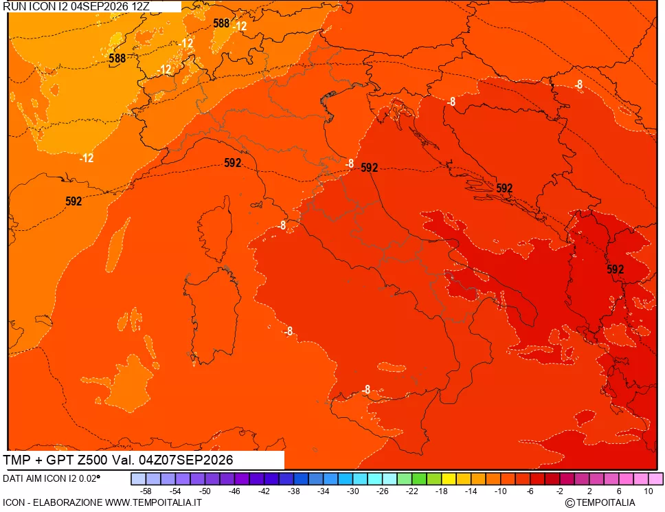 mappa 500 hPa Temp + GPT
