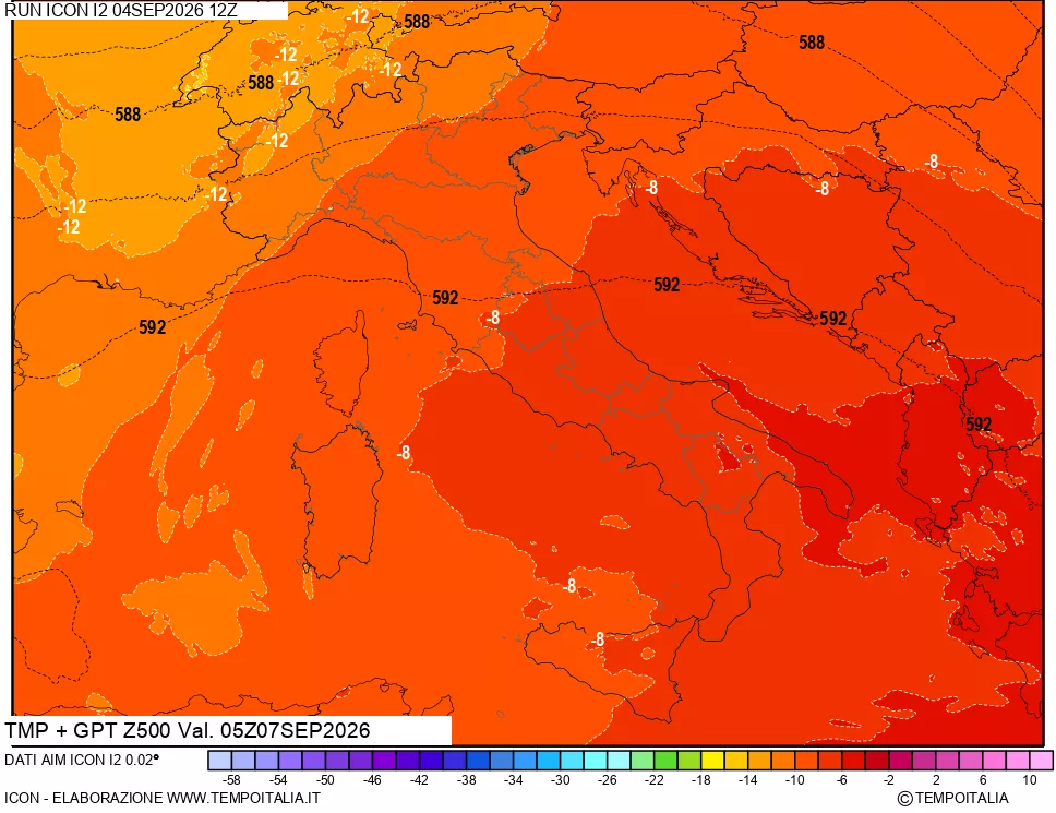 mappa 500 hPa Temp + GPT