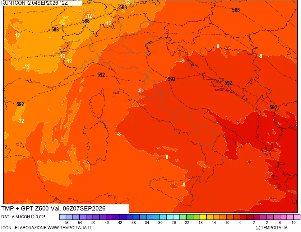 mappa 500 hPa Temp + GPT