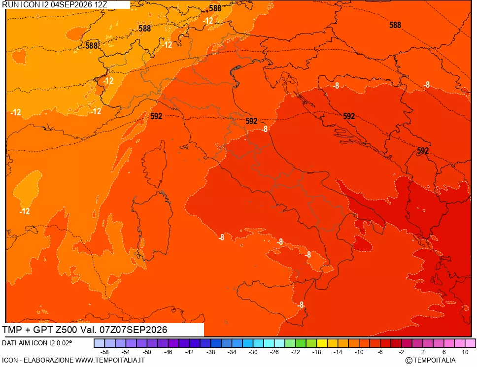 mappa 500 hPa Temp + GPT