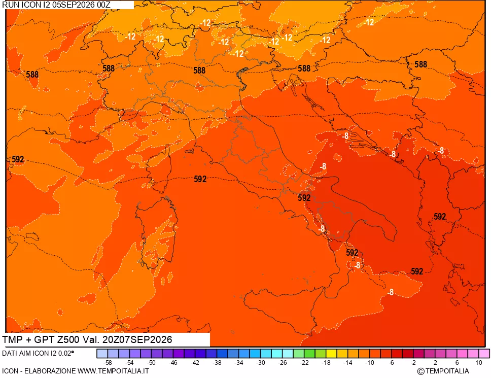 mappa 500 hPa Temp + GPT