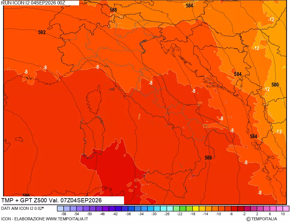 mappa 500 hPa Temp + GPT