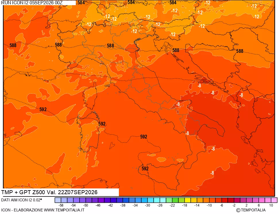 mappa 500 hPa Temp + GPT