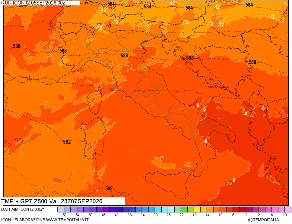mappa 500 hPa Temp + GPT