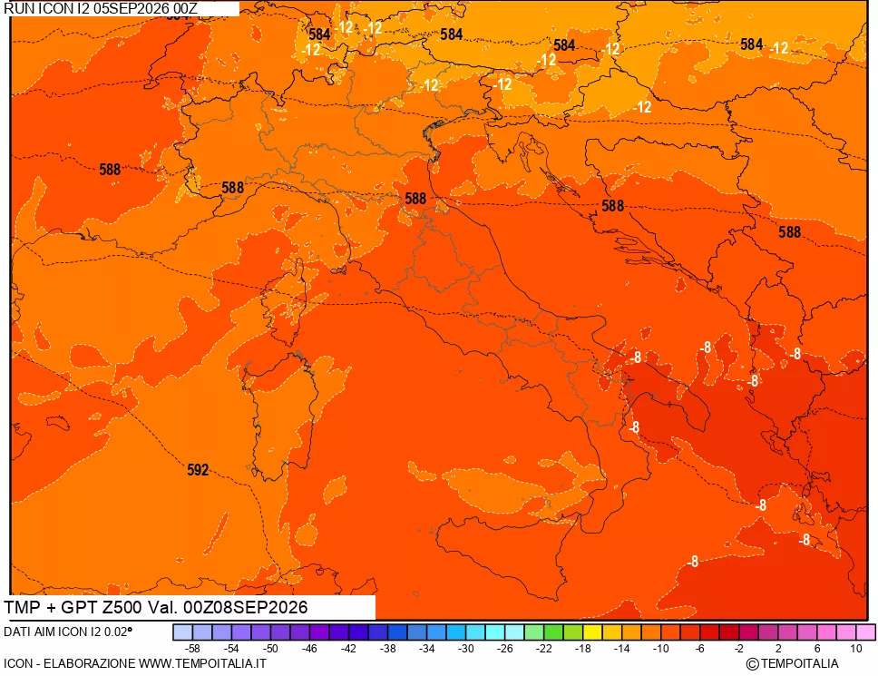 mappa 500 hPa Temp + GPT