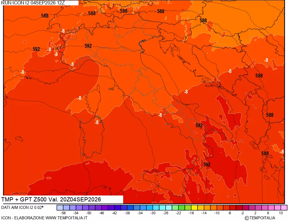 mappa 500 hPa Temp + GPT
