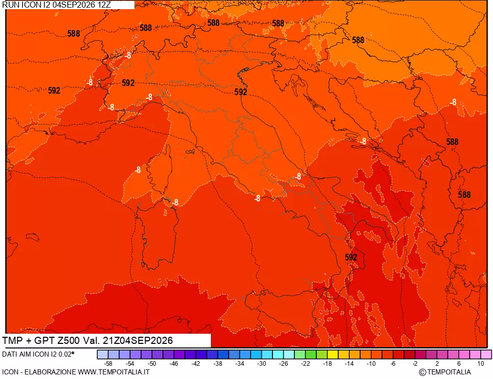 mappa 500 hPa Temp + GPT