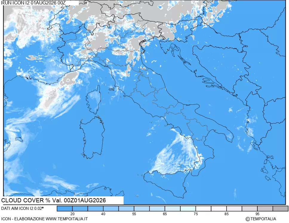 mappa Nuvolosit&agrave; totale