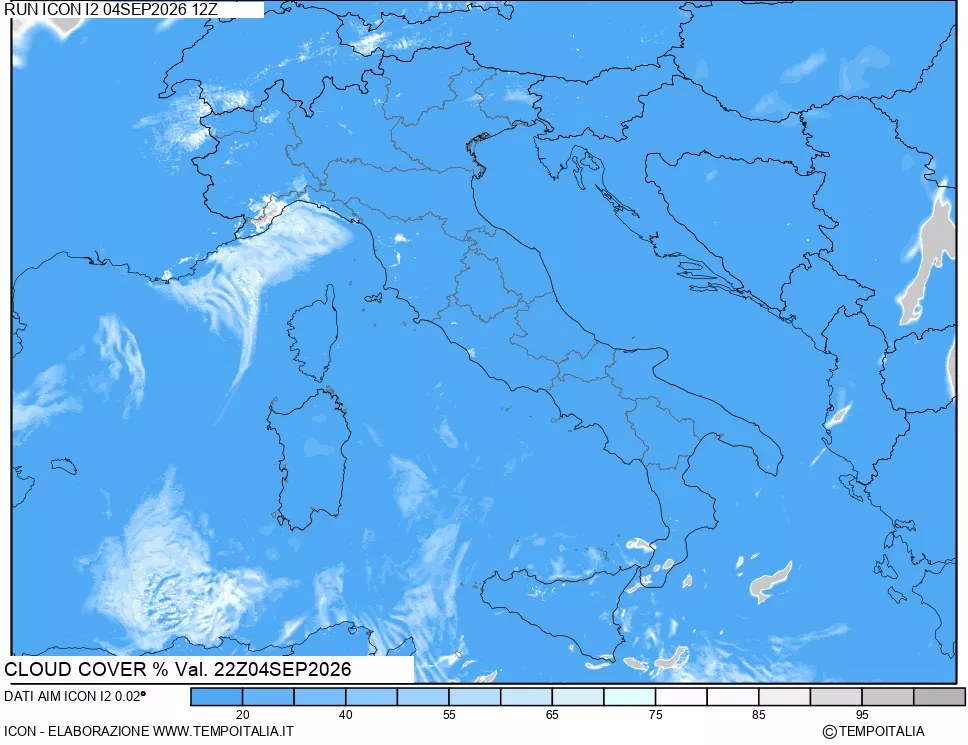 mappa Nuvolosit&agrave; totale
