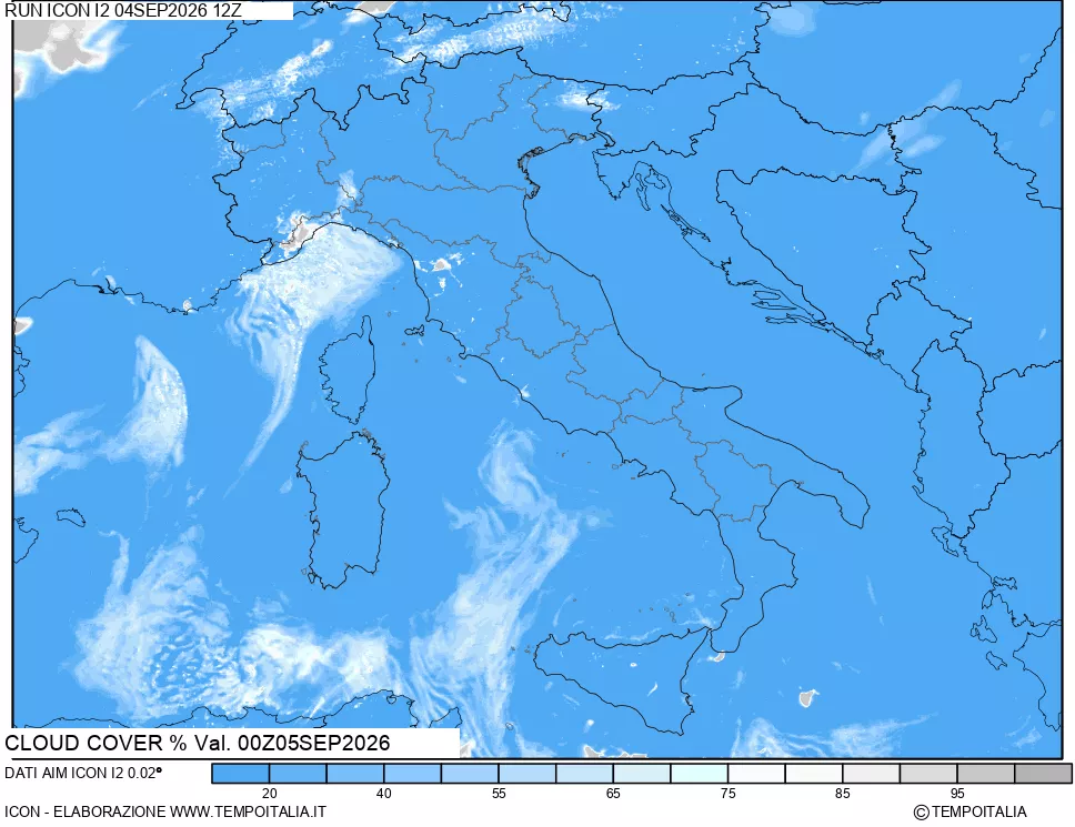 mappa Nuvolosit&agrave; totale