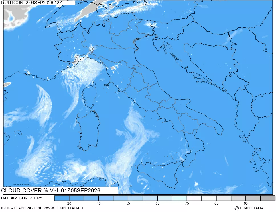 mappa Nuvolosit&agrave; totale