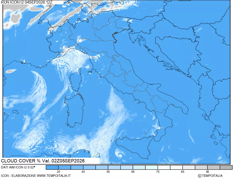 mappa Nuvolosit&agrave; totale