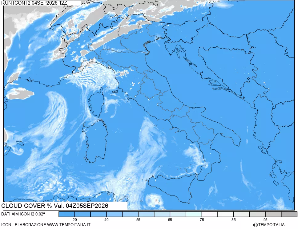 mappa Nuvolosit&agrave; totale