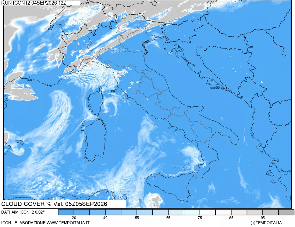 mappa Nuvolosit&agrave; totale