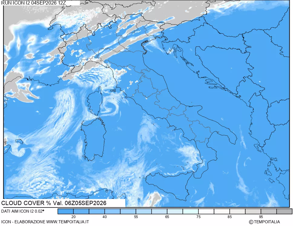 mappa Nuvolosit&agrave; totale
