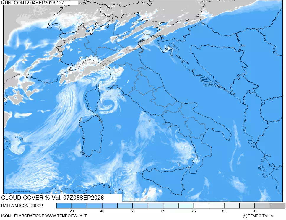 mappa Nuvolosit&agrave; totale