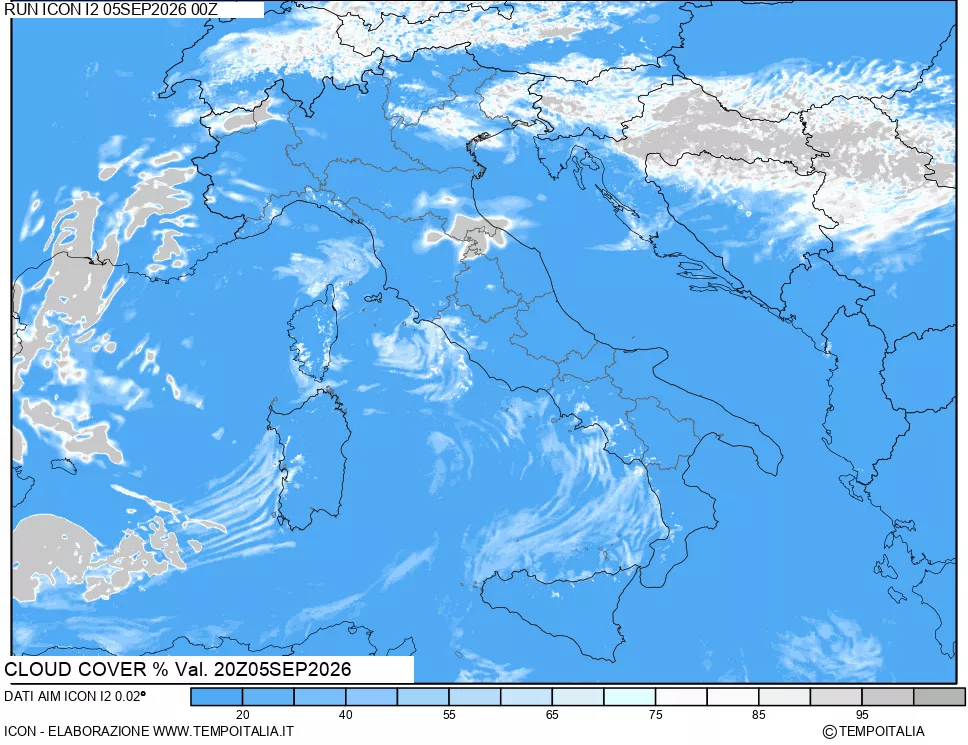 mappa Nuvolosit&agrave; totale