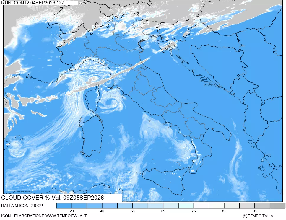mappa Nuvolosit&agrave; totale