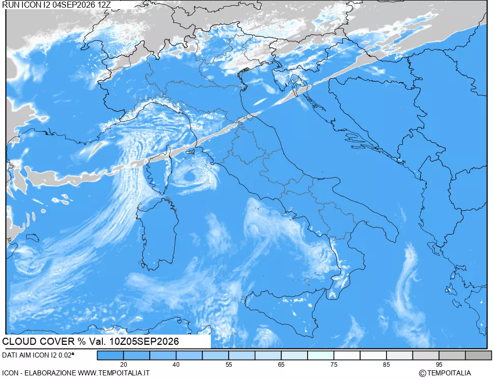 mappa Nuvolosit&agrave; totale