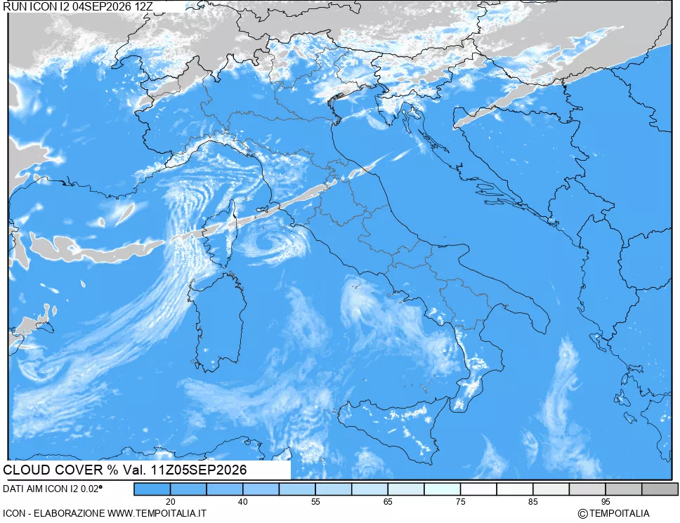 mappa Nuvolosit&agrave; totale