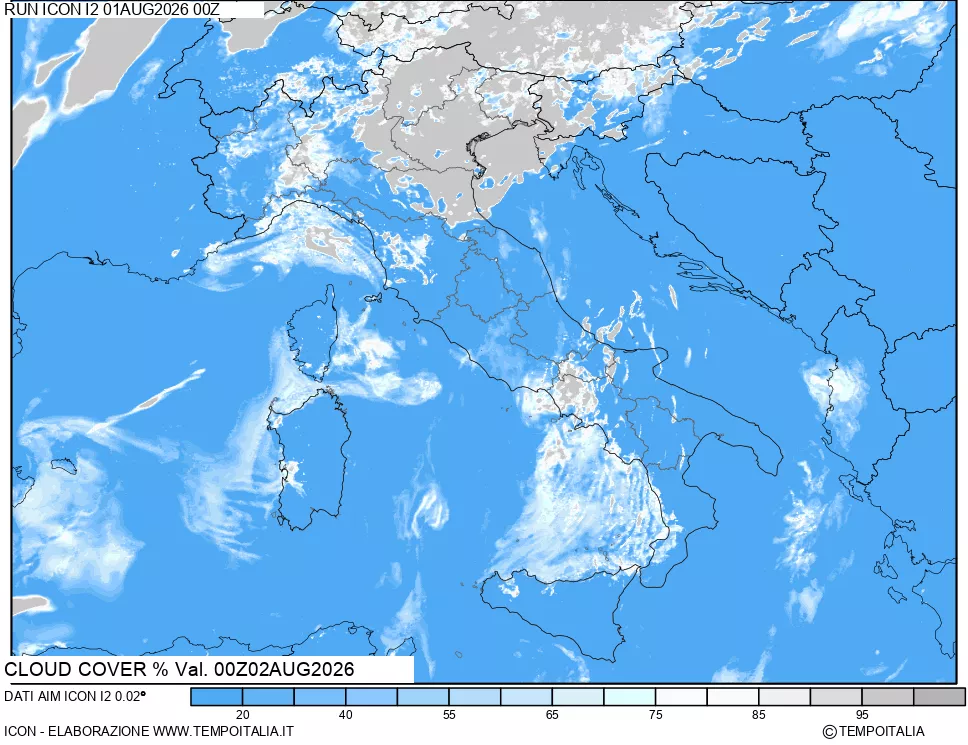 mappa Nuvolosit&agrave; totale