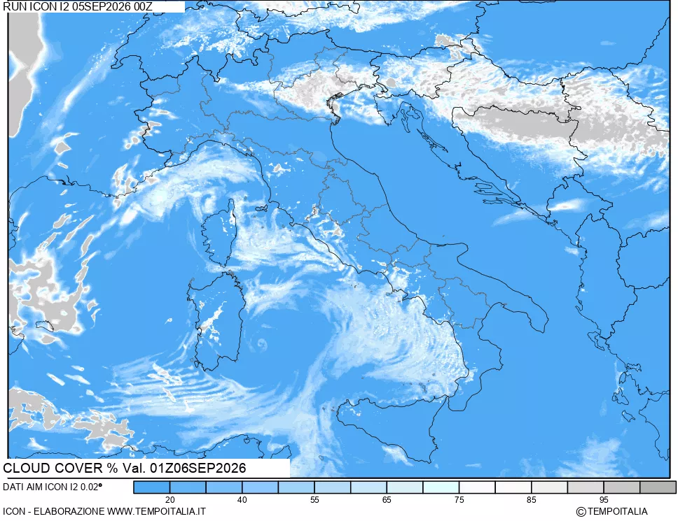 mappa Nuvolosit&agrave; totale