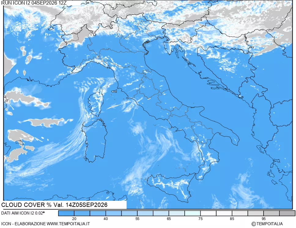 mappa Nuvolosit&agrave; totale