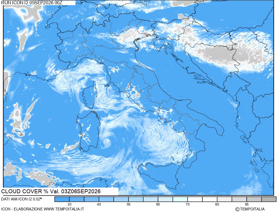 mappa Nuvolosit&agrave; totale