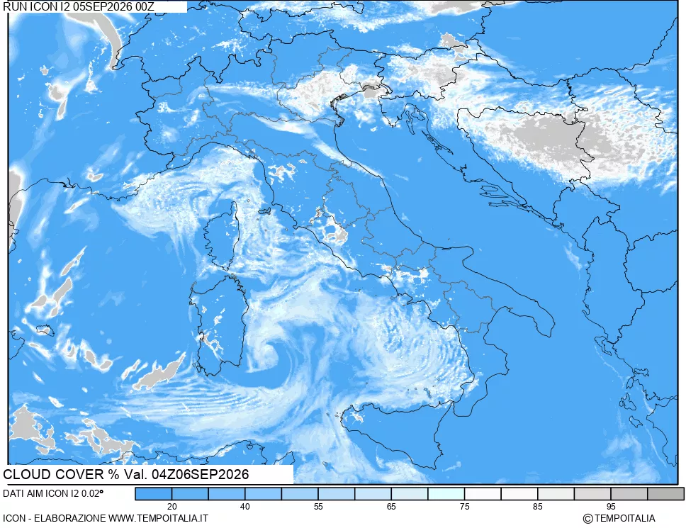 mappa Nuvolosit&agrave; totale