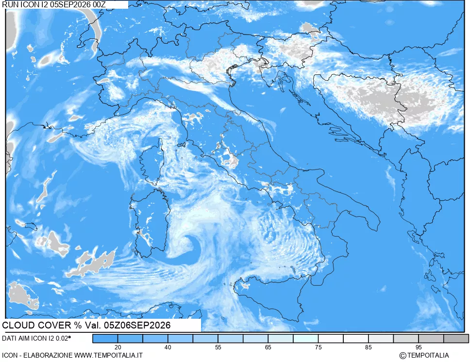 mappa Nuvolosit&agrave; totale