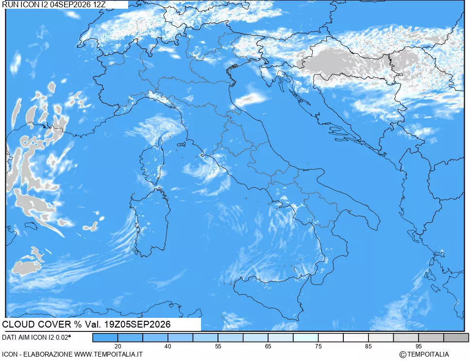 mappa Nuvolosit&agrave; totale