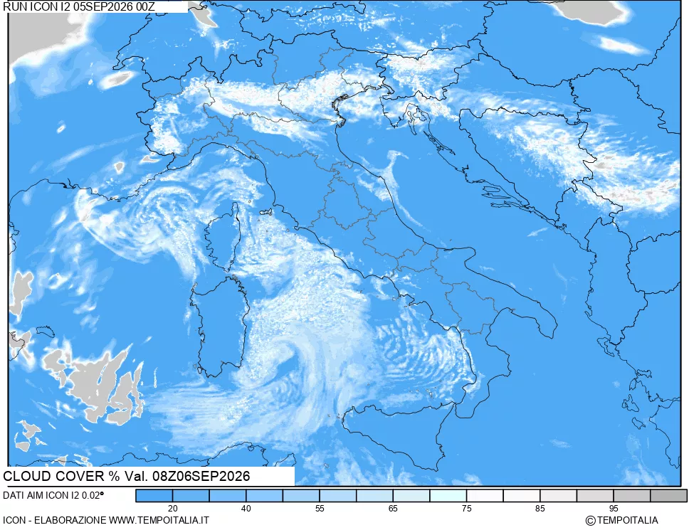 mappa Nuvolosit&agrave; totale
