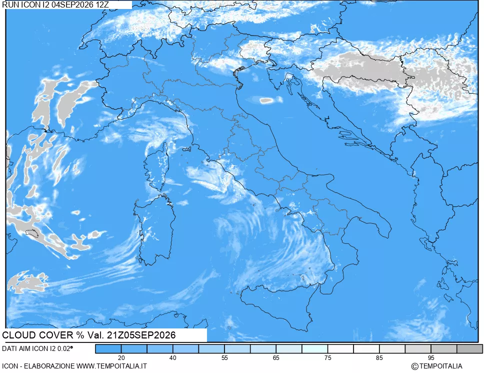mappa Nuvolosit&agrave; totale