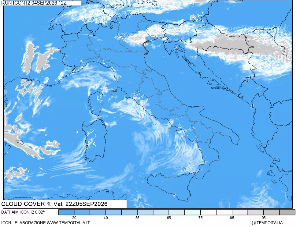 mappa Nuvolosit&agrave; totale