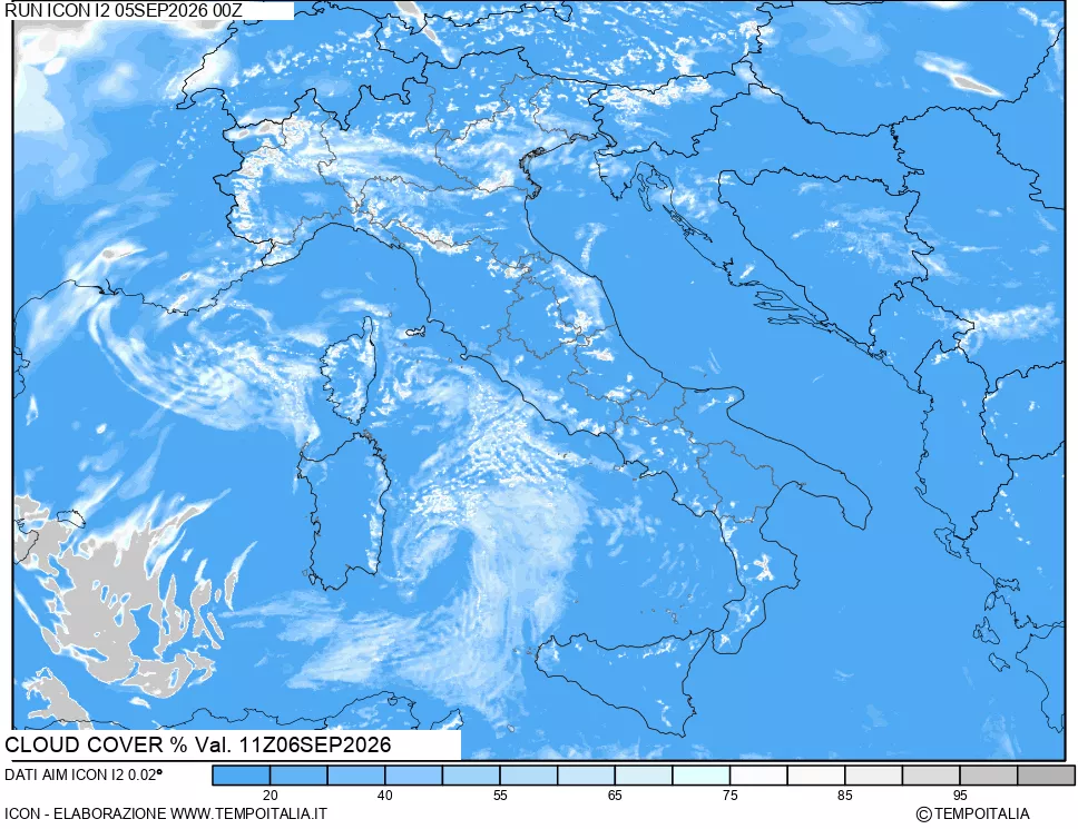 mappa Nuvolosit&agrave; totale