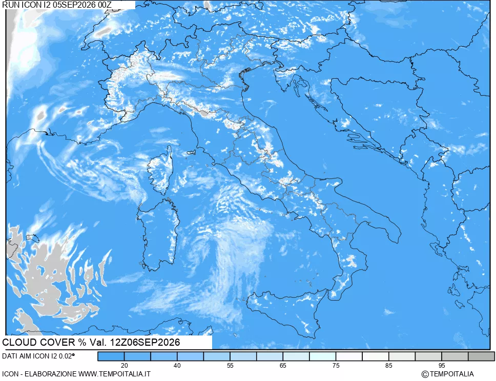 mappa Nuvolosit&agrave; totale