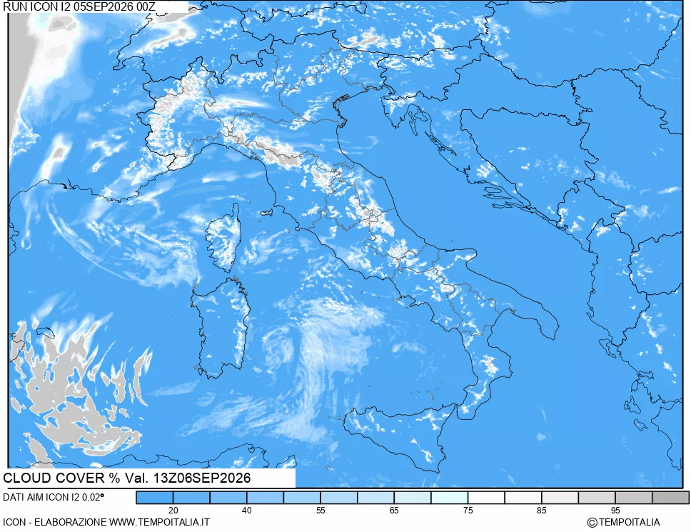 mappa Nuvolosit&agrave; totale
